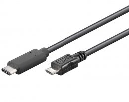 PremiumCord USB-C/ male - USB 2.0 Micro-B/ Male, černý, 0,6m