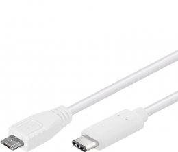 PremiumCord USB-C/ male - USB 2.0 Micro-B/ Male, bílý, 0,6m