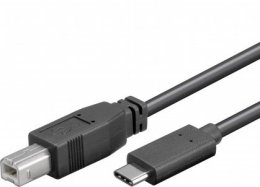 PremiumCord USB-C/ male - USB 2.0 B/ male, černý,1m  (ku31cd1bk)