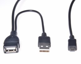 PremiumCord USB redukce kabel USB A/ female+USB A/ male - Micro USB/ male OTG