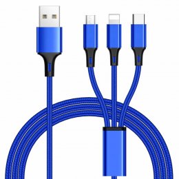 PremiumCord 3 in 1 USB kabel, 3 konektory USB typ C + micro USB + Lightning pro Apple, 1.2m  (ku31pow01)