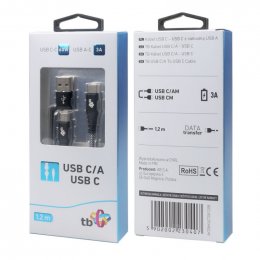 TB Touch 2v1 kabel USB-C - USB C s USB A, 1,2m  (AKTBXKUCTOA120B)