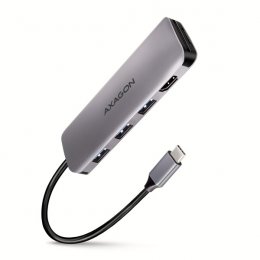 AXAGON HMC-HCR3A, USB 3.2 Gen 1 hub, porty 3x USB-A, HDMI 4k/ 30Hz, SD/ microSD, kabel USB-C 20cm
