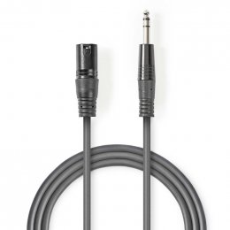 Vyvážený Audio kabel | XLR 3pinový Zástrčka | Muž 6,35 mm | Poniklované | 5.00 m | Kulatý | PVC | Tmavě šedá | Karton (COTH15100GY50)  (COTH15100GY50)