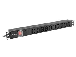 NAPÁJECÍ PANEL (PDU) 19" LANBERG 1U 10A 2m 10X IEC C13 ZÁSUVKA ČERNÁ C14  (PDU-10I-0200-IEC-BK)