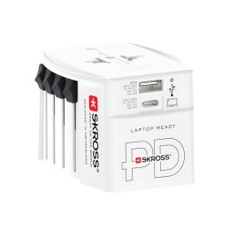 Inovativní dvoupólový světový cestovní adaptér s integrovanou dvojitou nabíječkou USB (1x USB C a 1x USB) SKR1302974  (SKR1302974)