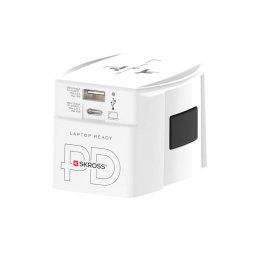 Cestovní adaptér 2pólový světový cestovní adaptér s integrovanou duální USB nabíječkou (1x USB C a 1x USB) 65 Watt Power Delivery SKR1302976  (SKR1302976)