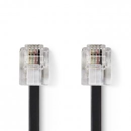 Telefonní Kabel | RJ11 (6P4C) Zástrčka | RJ11 (6P4C) Zástrčka | 5.00 m | Provedení kabelu: Plochý | Typ kabelu: RJ11 | Černá (TC  (TCGP90200BK50)