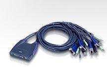 ATEN 4port KVM USB mini, audio, 0.9 metru kabely  (CS-64US)