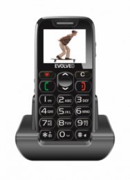 EVOLVEO EasyPhone, mobilní telefon pro seniory s nabíjecím stojánkem (černá barva)  (EP-500-BLK)