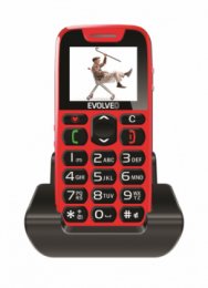 EVOLVEO EasyPhone, mobilní telefon pro seniory s nabíjecím stojánkem (červená barva)  (EP-500-RED)