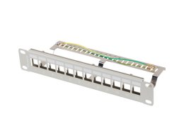 LANBERG PATCH PANEL 12 PORTŮ 1U 10" FTP PRO MODULY KEYSTONE ŠEDÝ V2  (PPKS-9212-S)