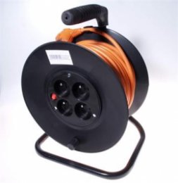 PremiumCord Prodlužovací kabel 230V 50m buben, průřez vodiče 3x1,5mm2, 4x zásuvka  (ppb-01-50)