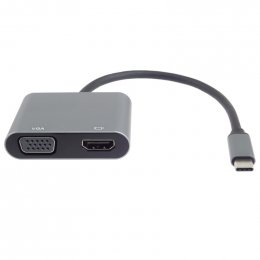 PremiumCord MST adaptér USB-C na HDMI + VGA, rozlišení 4K a FULL HD 1080p  (ku31hdmi19)