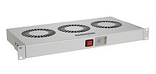 Chladící jednotka 19" 1U 3 ventilátory s bimetalovým termostatem RAL 7035 do 19" lišt VJ19-3-T-G  (80199033)