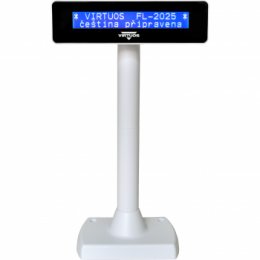 LCD zákaznický displej Virtuos FL-2025 2x20, serial (RS-232), bílý  (EJG0007)