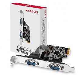 AXAGON PCEA-S2N, PCIe řadič - 2x sériový port (RS232) 250 kbps, vč. LP