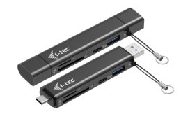i-tec USB-C / USB-A Dongle SD / microSD card reader + 2x USB port (1x USB-A, 1x USB-C)  (CADONGLEUSBSD)