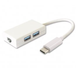 PremiumCord USB-C hub 2x USB 3.0+Gigabit RJ45  (ku31hub02)
