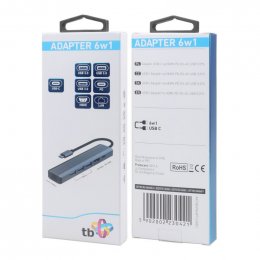 TB Touch USB C 6v1 - HDMI, USBx3, PD, RJ-45  (AKTBXVA6W1U3HRJ)