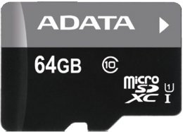 ADATA 64GB MicroSDXC Premier,class10 with Adapter  (AUSDX64GUICL10-RA1)