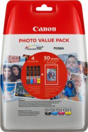 Canon CLI-551 C/ M/ Y/ BK + 50x PP-201  (6508B005)