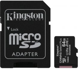 Kingston Canvas Select Plus A1/ micro SDXC/ 64GB/ 100MBps/ UHS-I U1 /  Class 10/ + Adaptér  (SDCS2/64GB)