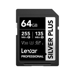 Lexar 64GB Pro SILVER PLUS SDXC C10 V30 U3  (LSDSIPL064G-BNNNG)