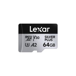 Lexar 64GB H-P Silver Plus microSDHC s adp C10 A2  (LMSSIPL064G-BNANG)