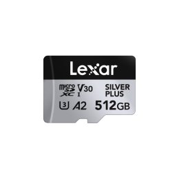 Lexar 512GB H-P Silver Plus microSDHC s adp C10 A2  (LMSSIPL512G-BNANG)