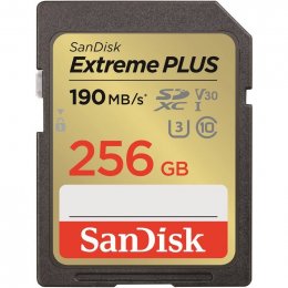 SanDisk Extreme PLUS/ SDXC/ 256GB/ 190MBps/ UHS-I U3 /  Class 10  (SDSDXWV-256G-GNCIN)