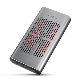 AXAGON EEM2-20GD, USB-C 20Gbps externí box pro dva M.2 NVMe SSD s funkcí klonování  (EEM2-20GD)