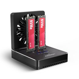 AXAGON ADSA-M2C22, USB-C 20Gbps dokovací stanice pro 2× M.2 NVMe / SATA SSD s funkcí klonování  (ADSA-M2C22)