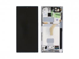 LCD displej + rámeček pro Samsung Galaxy S22 Ultra G908B Phantom bílá (Service Pack) (GH82-27488C) 