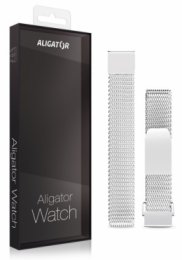 Náhradní kovový řemínek pro Aligator Watch Lady 16mm, stříbrný  (16AW0008)